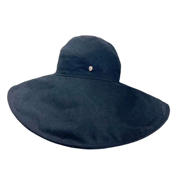 Helen Kaminski Wide Brim Bucket Sun Hat in black linen. - Picture 1 of 14